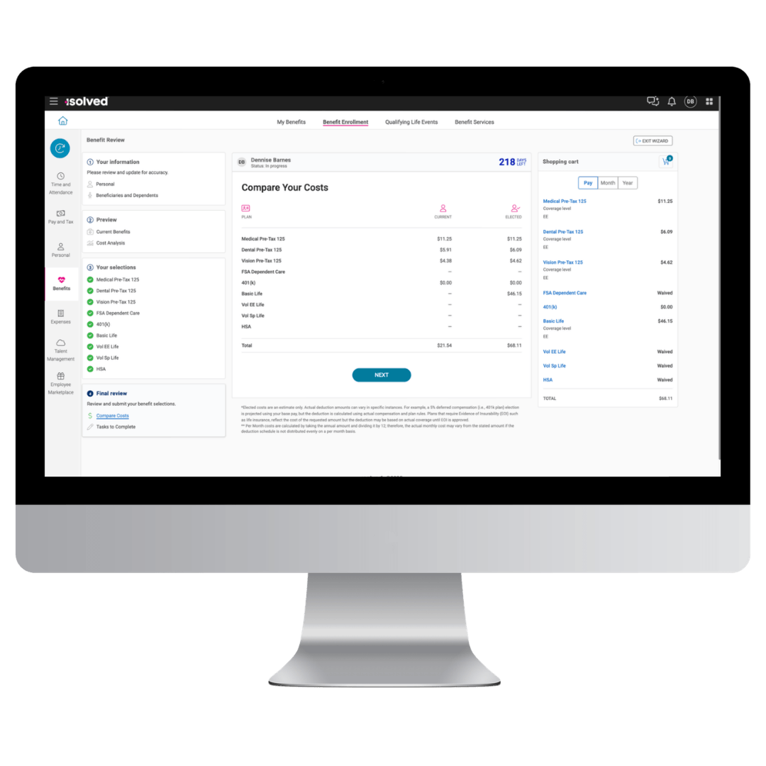 Employee self-service benefits enrollment portal powered by isolved