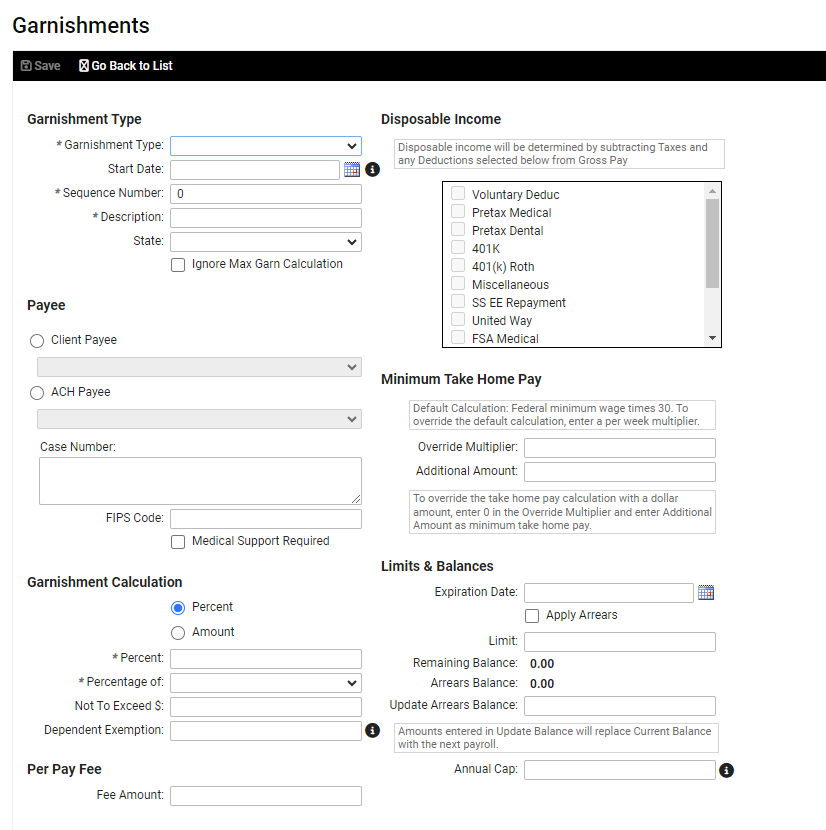 10.2 - Platform - Garnishments Add New