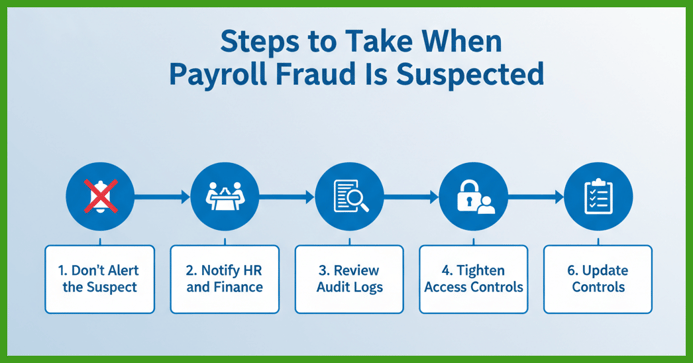 Timeline Graphic Steps to Take When Payroll Fraud Is Suspected