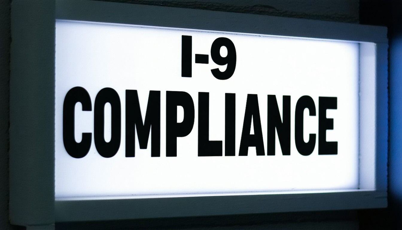 I-9 Compliance spelled out across a sign