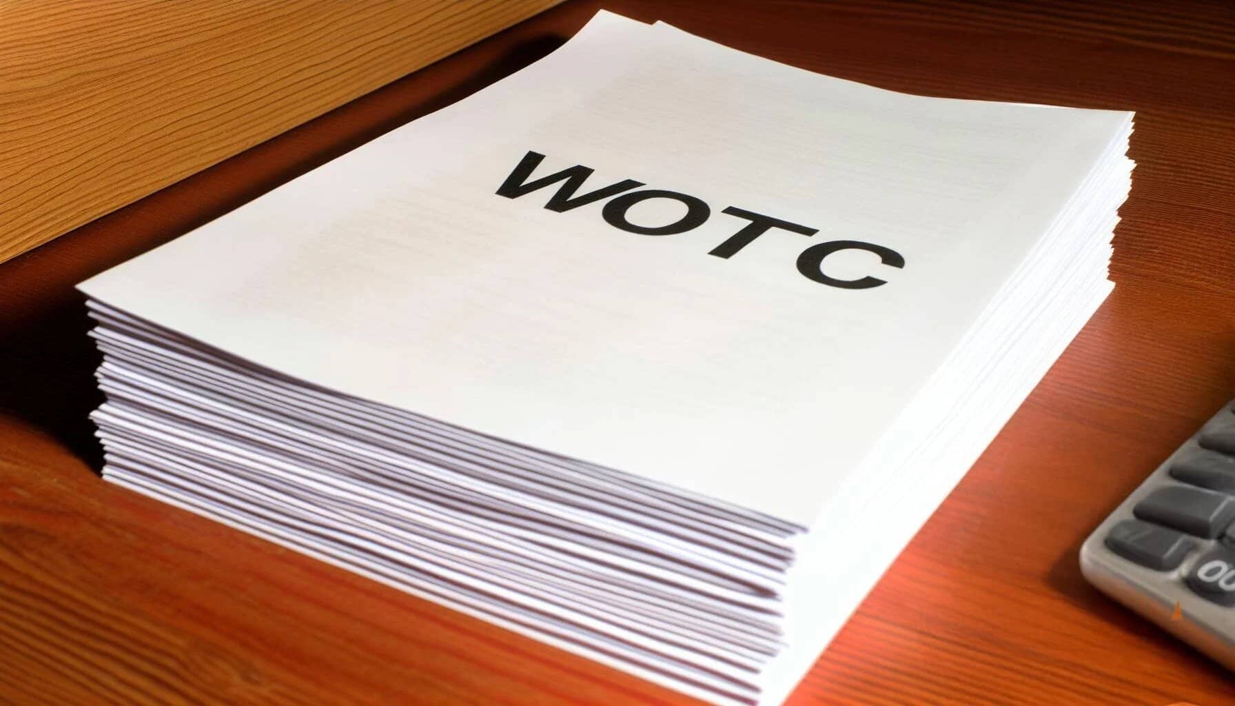 a stack of paper documents with WOTC typed on the front