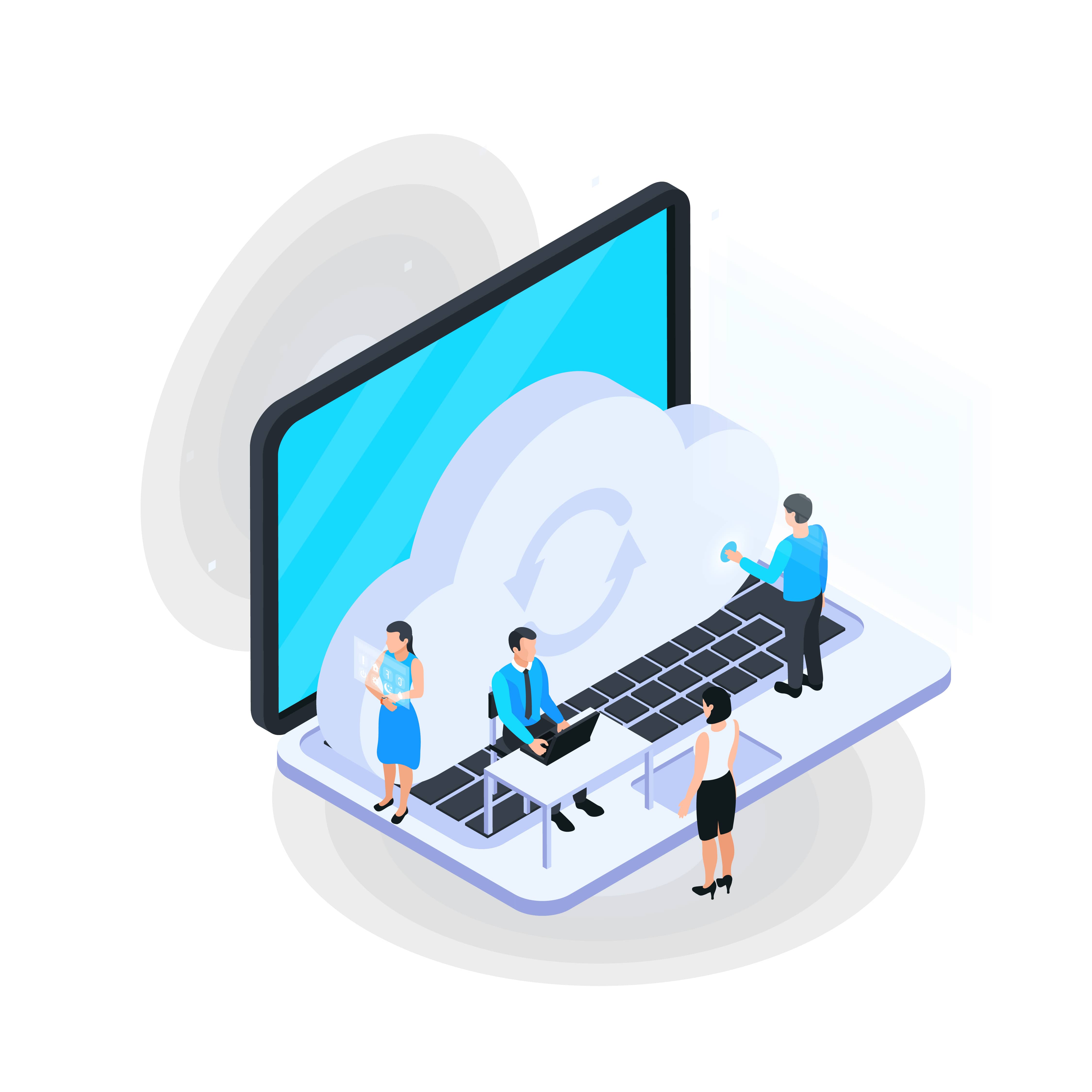 cloud services isometric icons